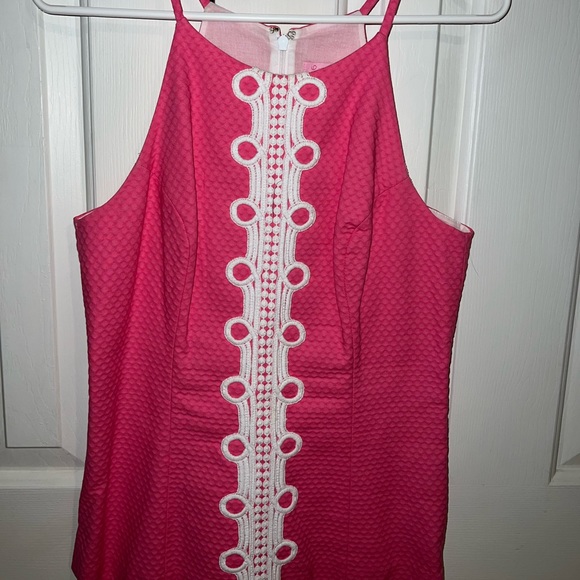 LILLY PULITZER Annabelle Pink White Halter Tank Top Blouse - Size 4 - Picture 4 of 7